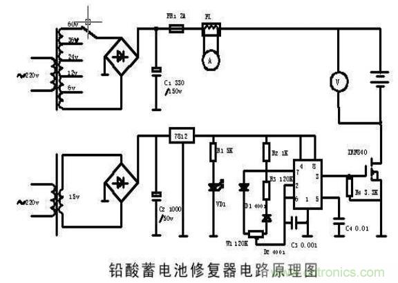 電動車蓄電池修復器電路