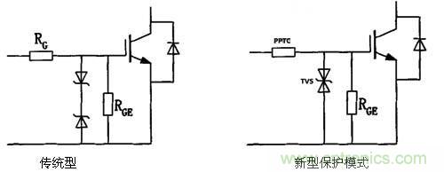 圖2：傳統(tǒng)保護(hù)模式和新型保護(hù)模式電路對比