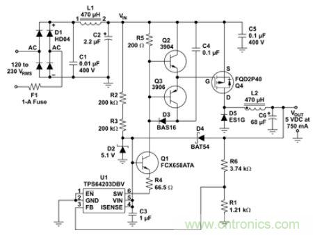 低壓降壓IC實現(xiàn)了簡單、經(jīng)濟(jì)的偏置電源