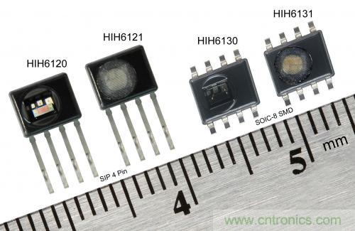 圖2：霍尼韋爾HumidIcon數(shù)字式溫濕度傳感器在單一小型封裝內(nèi)集成兩大功能，能在2.3Vdc低電壓下運(yùn)行