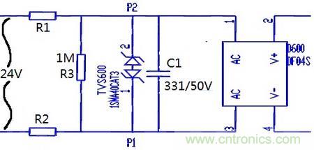 案例1：輸入端24V波動，R1和R2常被燒壞。