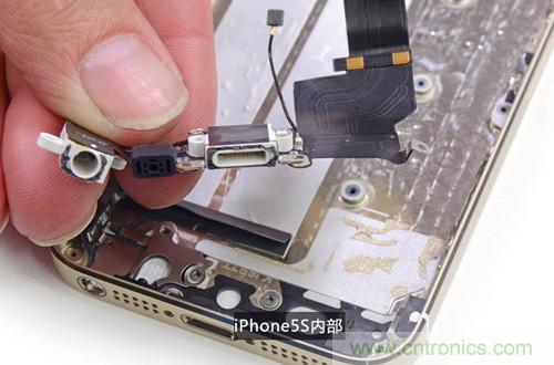 土豪金iPhone 5S拆解：內(nèi)部結(jié)構(gòu)升級，維修難度增加