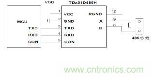 485隔離收發(fā)器應(yīng)用接線(xiàn)圖