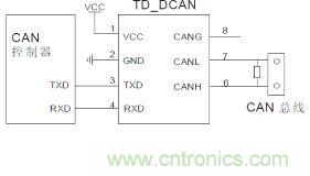 CAN隔離收發(fā)器應(yīng)用接線(xiàn)圖