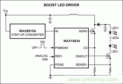 Li+電池供電、低壓高亮度(HB) LED解決方案