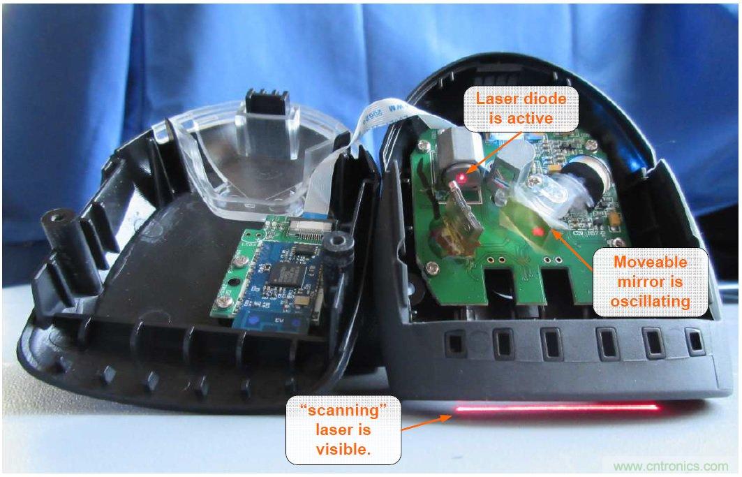 拆解45美元的藍(lán)牙無線條碼掃描槍，發(fā)現(xiàn)里面鏡中有鏡