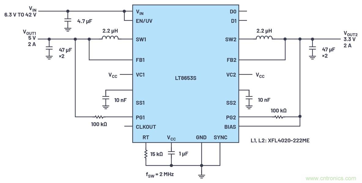 具有6.2 µA靜態(tài)電流的雙通道、42 V、2 A、單片、同步降壓型Silent Switcher 2穩(wěn)壓器