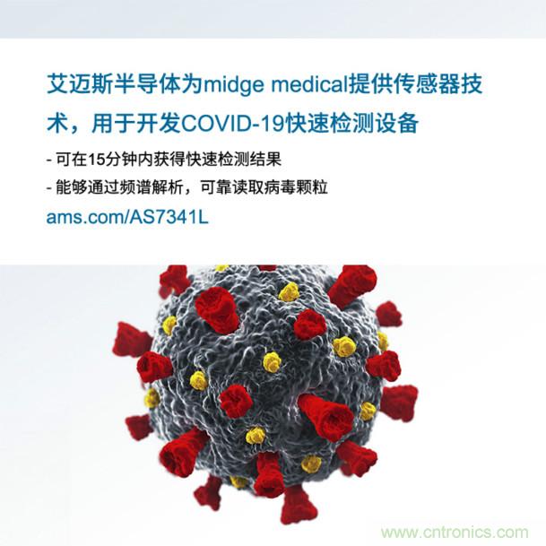 艾邁斯為midge medical提供傳感器技術，用于開發(fā)COVID-19快速檢測設備