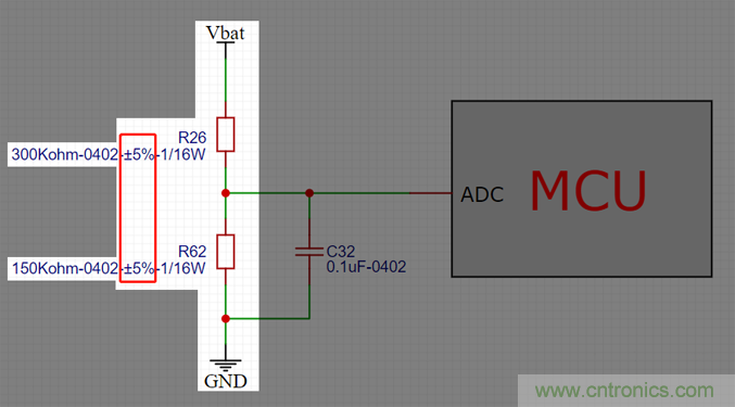 電池電壓偵測電路“踩坑”：分壓電阻的精度竟然是5%，不是1%